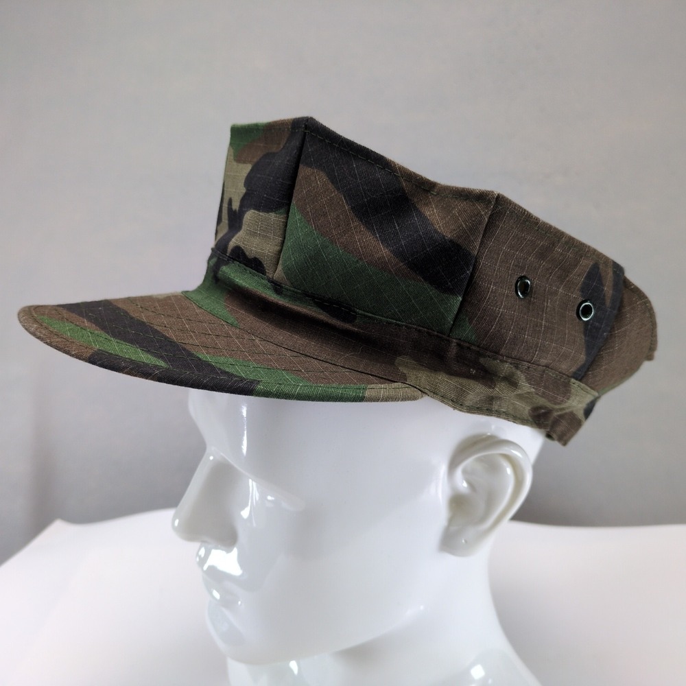 Woodland Camo USMC 8 Point Utility Cap XL 7-3/4 Military Hat Cotton Ripstop